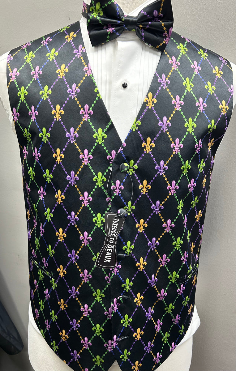Mardi gras tuxedo vest and tie sale